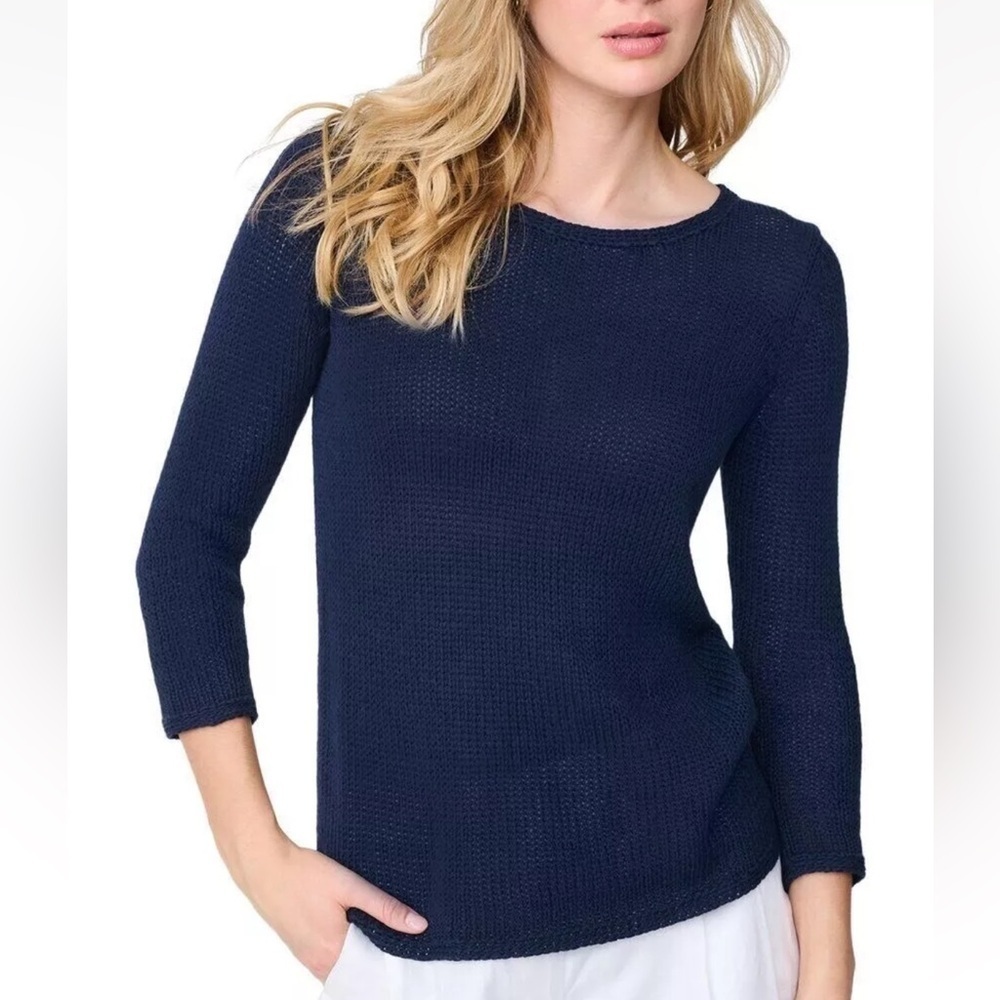 J.Mclaughlin Raelyn Linen Sweater Women's Blue Size M Knit Long Sleeve